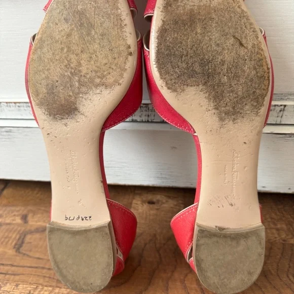 Salvatore Ferragamo D'Orsay Leather Lasercut Flats Women's Size 9.5 B S - Picture 8 of 9